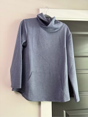 Slate Blue Quilted Pullover Sweatshirt